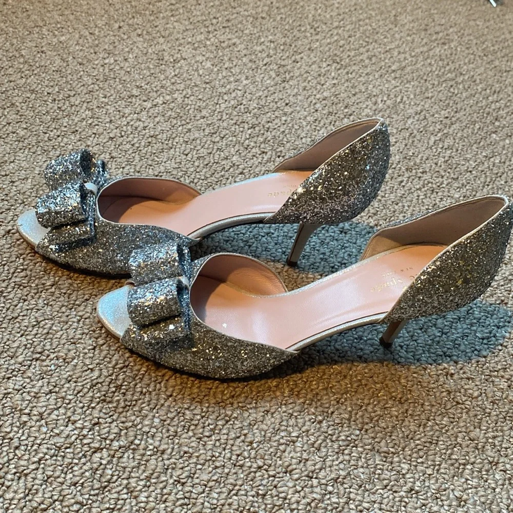 Kate Spade Silver Sela Heels in size 10